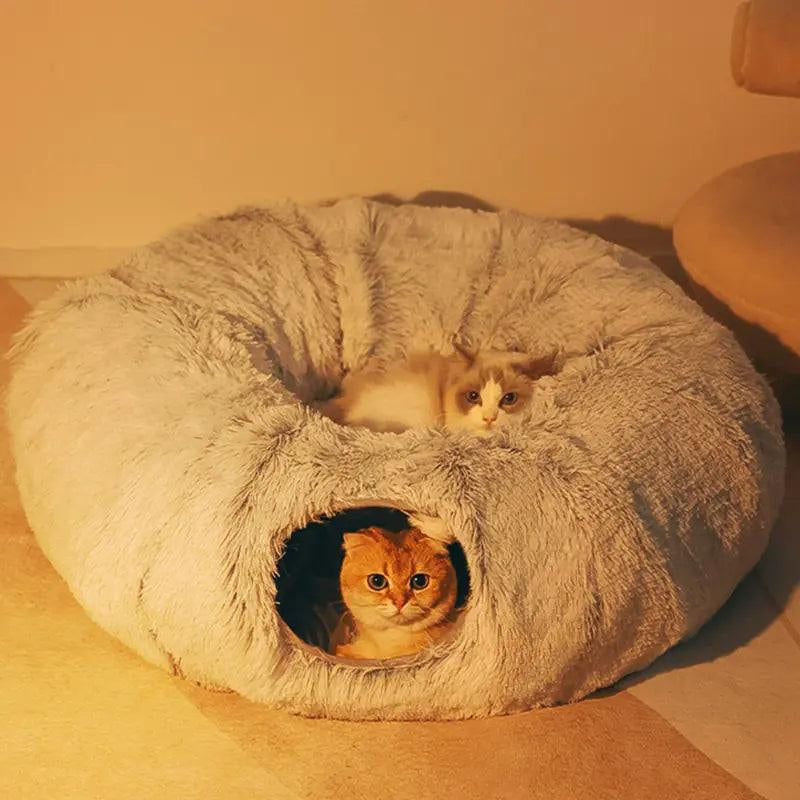 Luxuriously Soft 2-In-1 round Tunnel Cat Beds