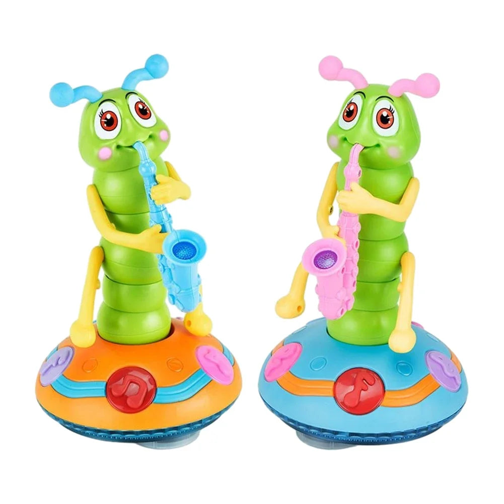 Kids Electric Dancing Saxophone Caterpillar Toys with LED Flashlight Cultivate Imagination Musical Educational Toy Boy Xmas Gift