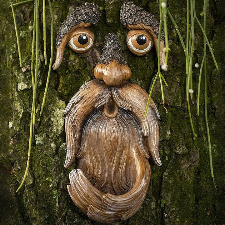 Old Man Face/Pig/Cow Sculpture Whimsical Tree Face Garden Decoration- Bird feeder/ bath