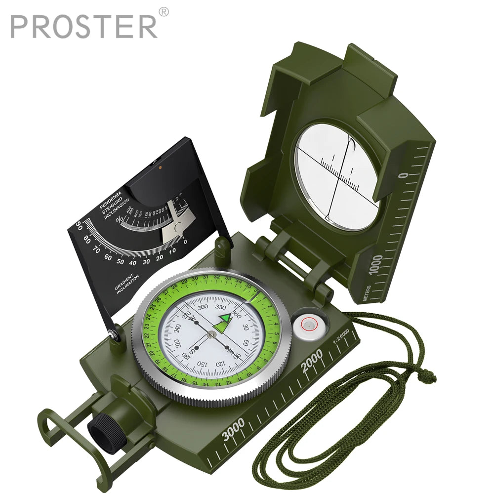 Proster Professional Outdoor Camping Compass IP65 Waterproof Camouflage Sighting Clinometer Compass Hunting Hiking Guiding Tools