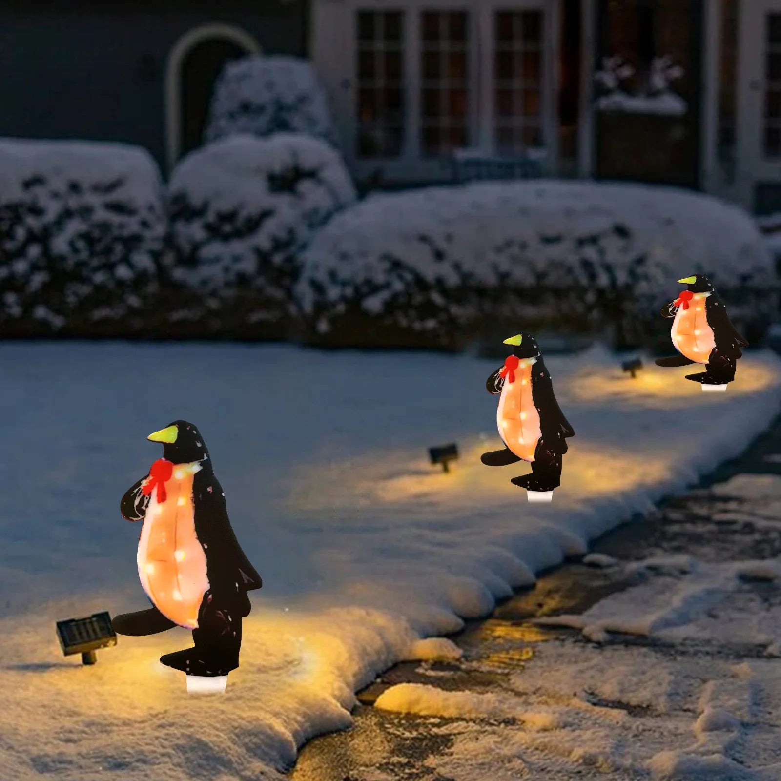 Christmas Clearance!  Christmas Lights Outdoor, Glittering Animals with Strip Lights, Pre-Lit LED Christmas Lights for Outdoor Patio Yard Garden Christmas Decoration 1PC (Penguin)