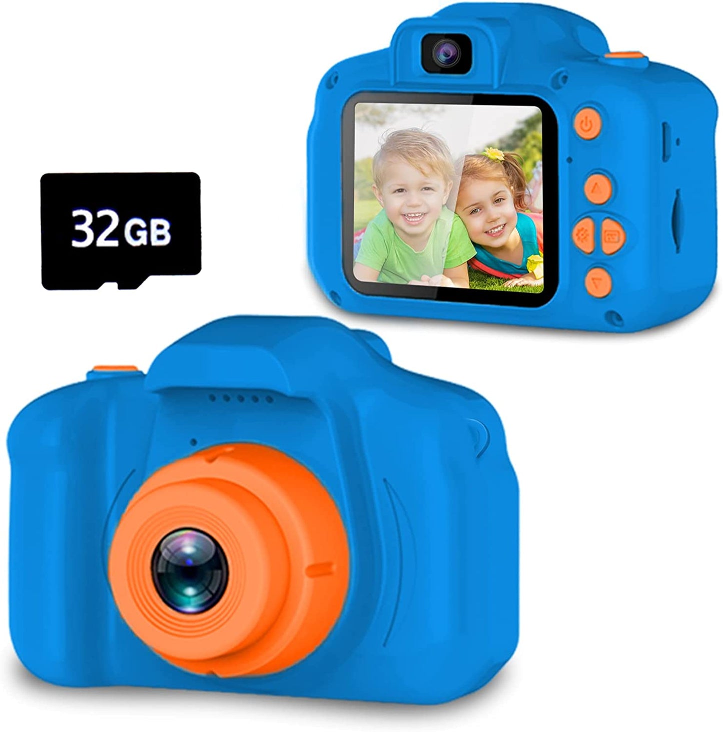 Upgrade Kids Selfie Camera, Christmas Birthday Gifts for Boys Age 3-9, HD Digital Video Cameras for Toddler, Portable Toy for 3 4 5 6 7 8 Year Old Boy with 32GB SD Card-Navy Blue