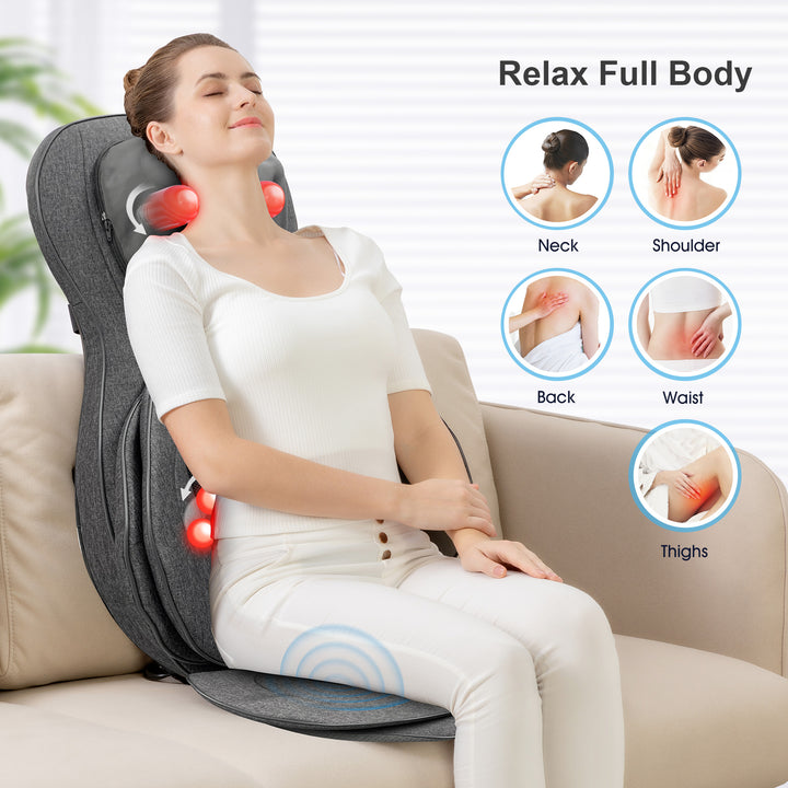 Shiatsu Neck Back Massager with Heat, Air Compression Massage Chair Pad, Seat Cushion Massagers Gifts