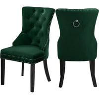 Set of 2 Dining Chairs Soft Velvet Padded Dining Room Chair Kitchen Chair Side Chair with Armrest and Backrest Studded Ring