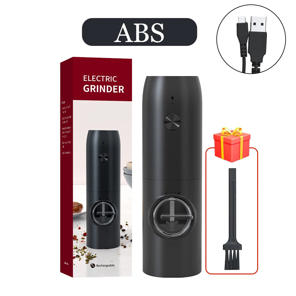 USB Rechargeable Electric Salt Pepper Grinder with Adjustable Roughness Freshly Ground Pepper Pepper Powder Grinder Kitchen Tool