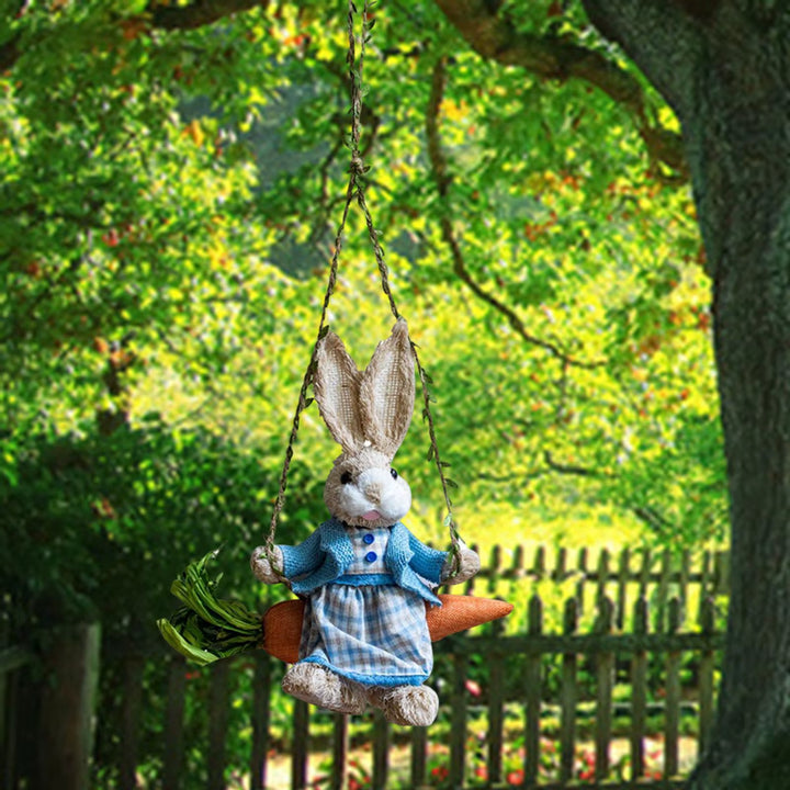 Easter Bunny Pendant Decorative Collection Sculpture Artwork Swing Rabbit Hanging Decor for Fence Yard Cafe Decoration Office