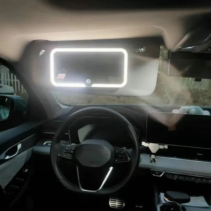 LED Light Mirror for Car Rechargeable LED Car Mirror Vanity for Sun Visor Three Modes Sun-Shading Cosmetic Mirror LED Car Visor