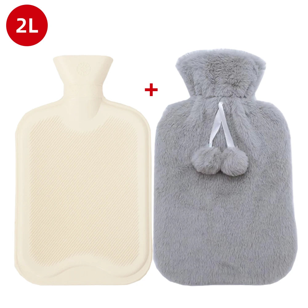 Hot Water Bottle with Cover, 2L Hot Water Bag for Menstrual Cramps Neck and Shoulder Pain Relief, Hot Compress and Cold Therapy