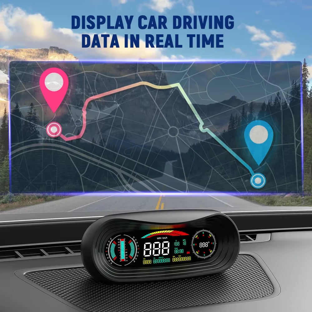 P18 Head up Display Car Speed OBD2 GPS HUD Clock Glass Projector Electronics Car Accessories for All Car