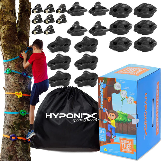 Hyponix Ninja Tree Climbing Kit – 16 Rock Climbing Holds & 8 Ratchets R