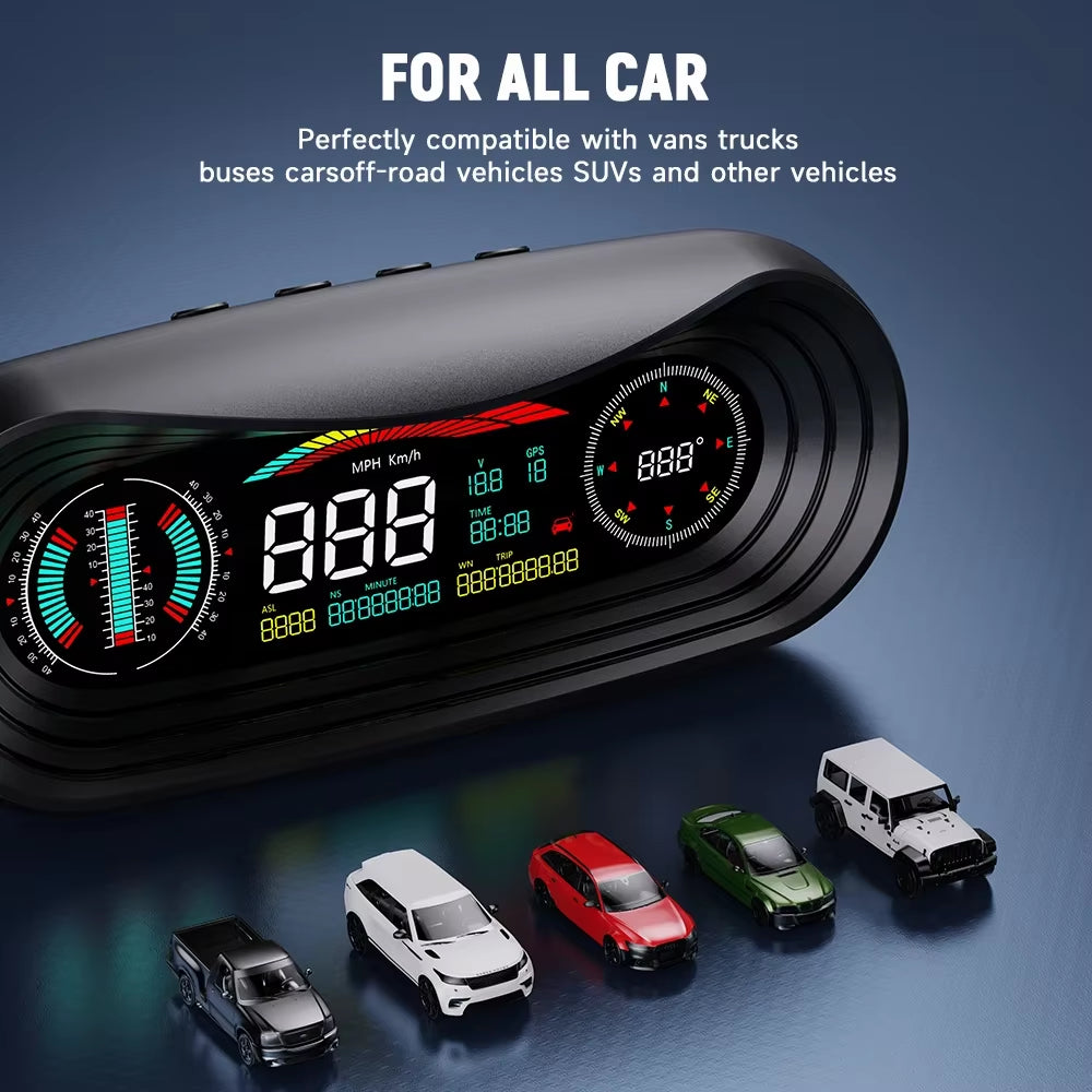 P18 Head up Display Car Speed OBD2 GPS HUD Clock Glass Projector Electronics Car Accessories for All Car