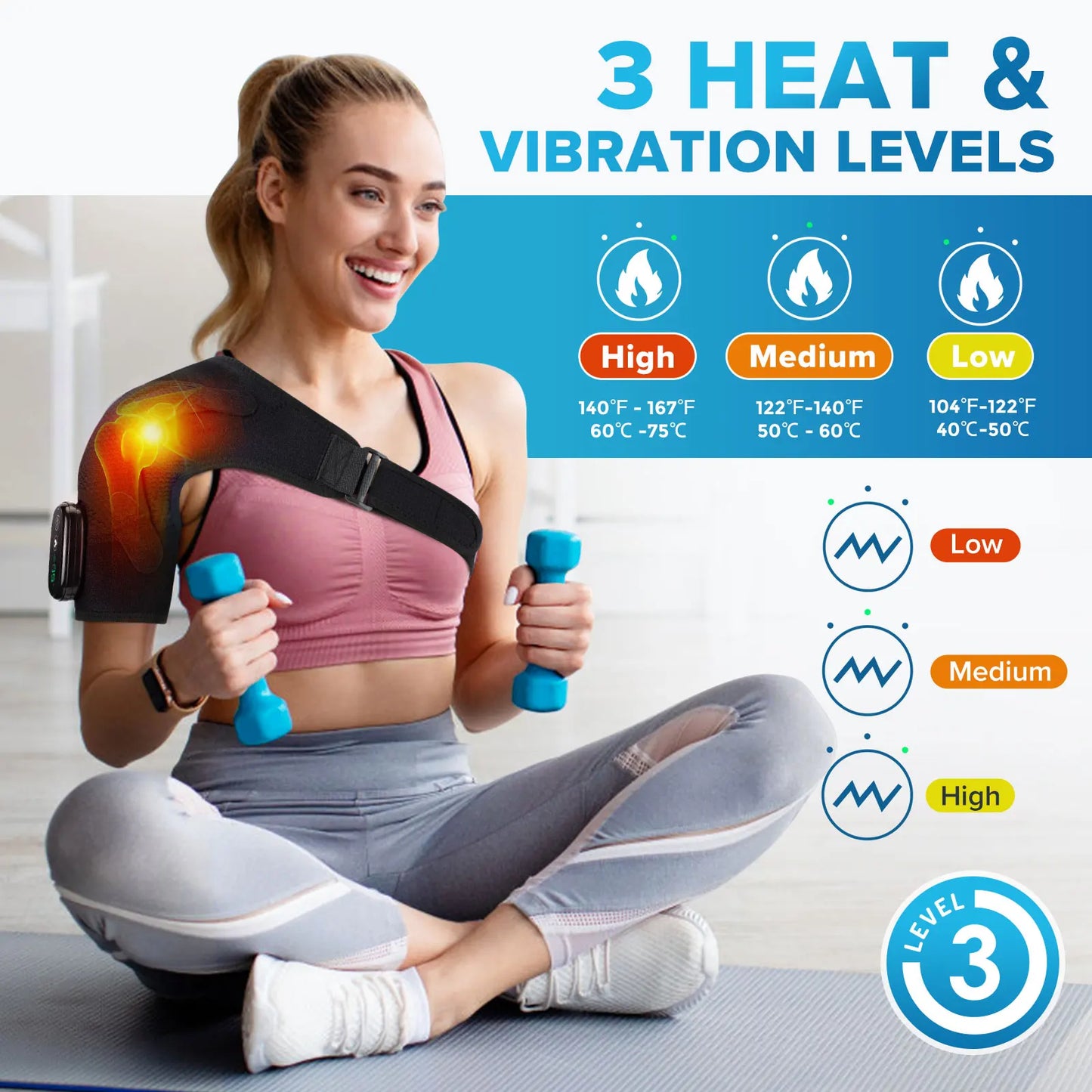 Electric Heating Vabration Shoulder Massager Brace Pain Relief Rechargeable Knee Elbow Massager Belt for Arthritis Health Care