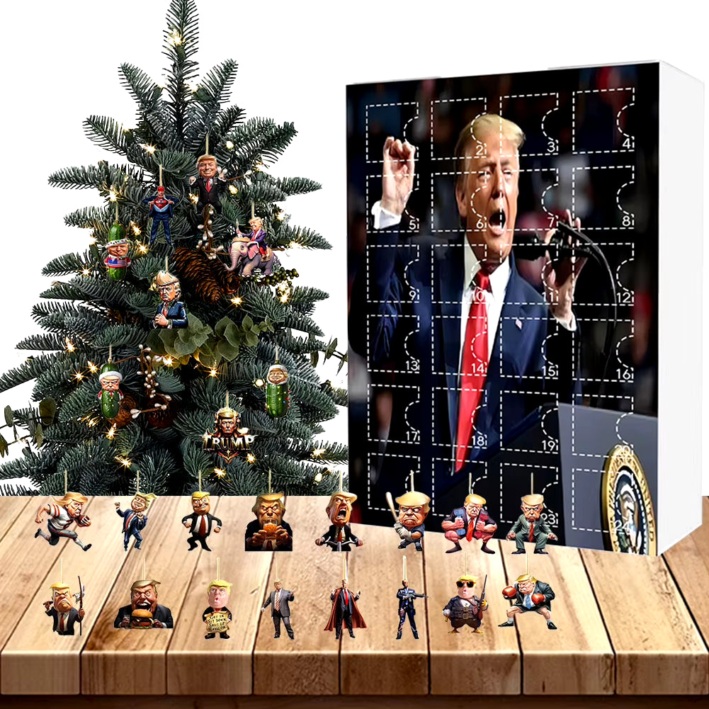 24 Days Christmas Countdown Calendar Christmas Trump Ornament Xmas Hanging Tree Decorations Gift for Donald Trump Supporters