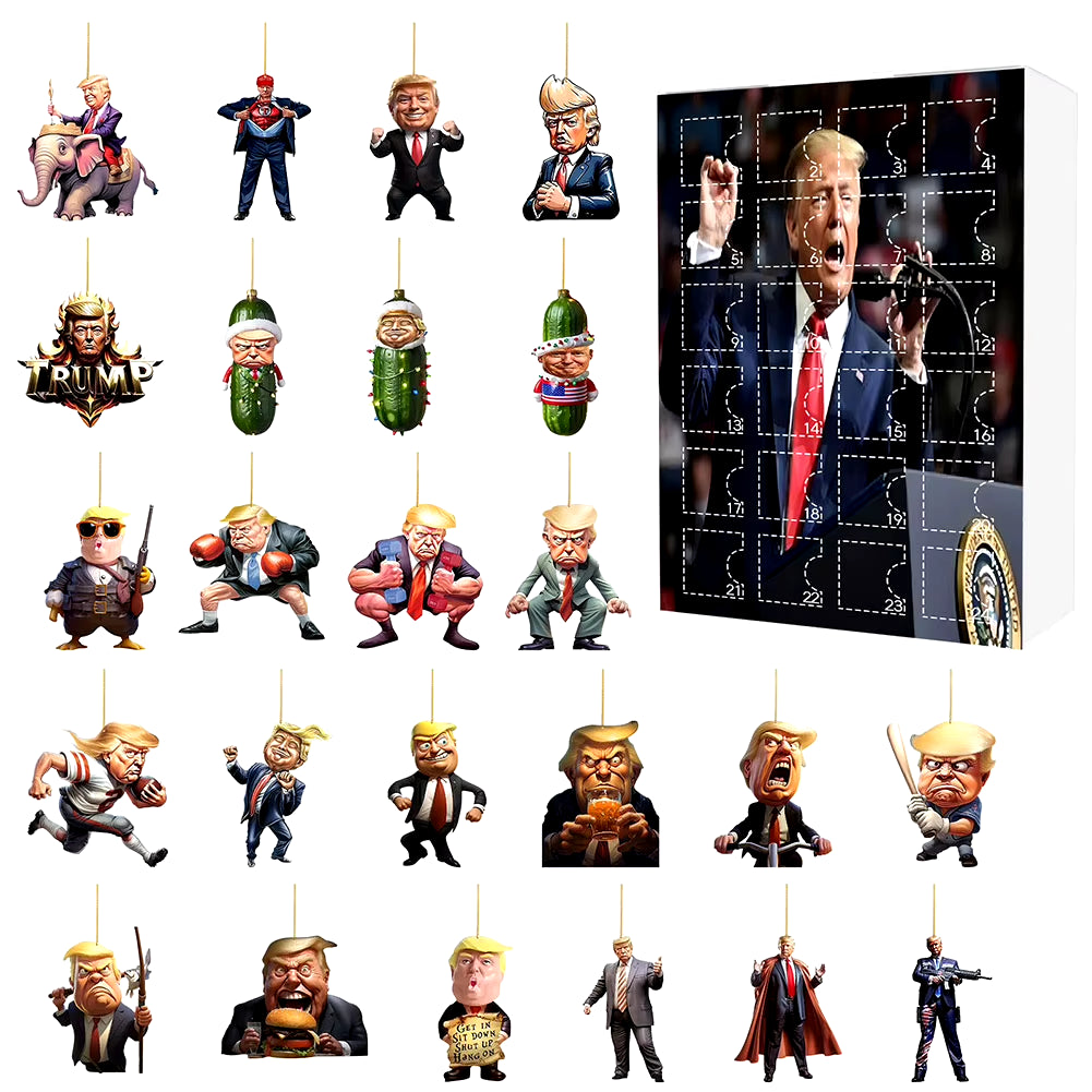 24 Days Christmas Countdown Calendar Christmas Trump Ornament Xmas Hanging Tree Decorations Gift for Donald Trump Supporters