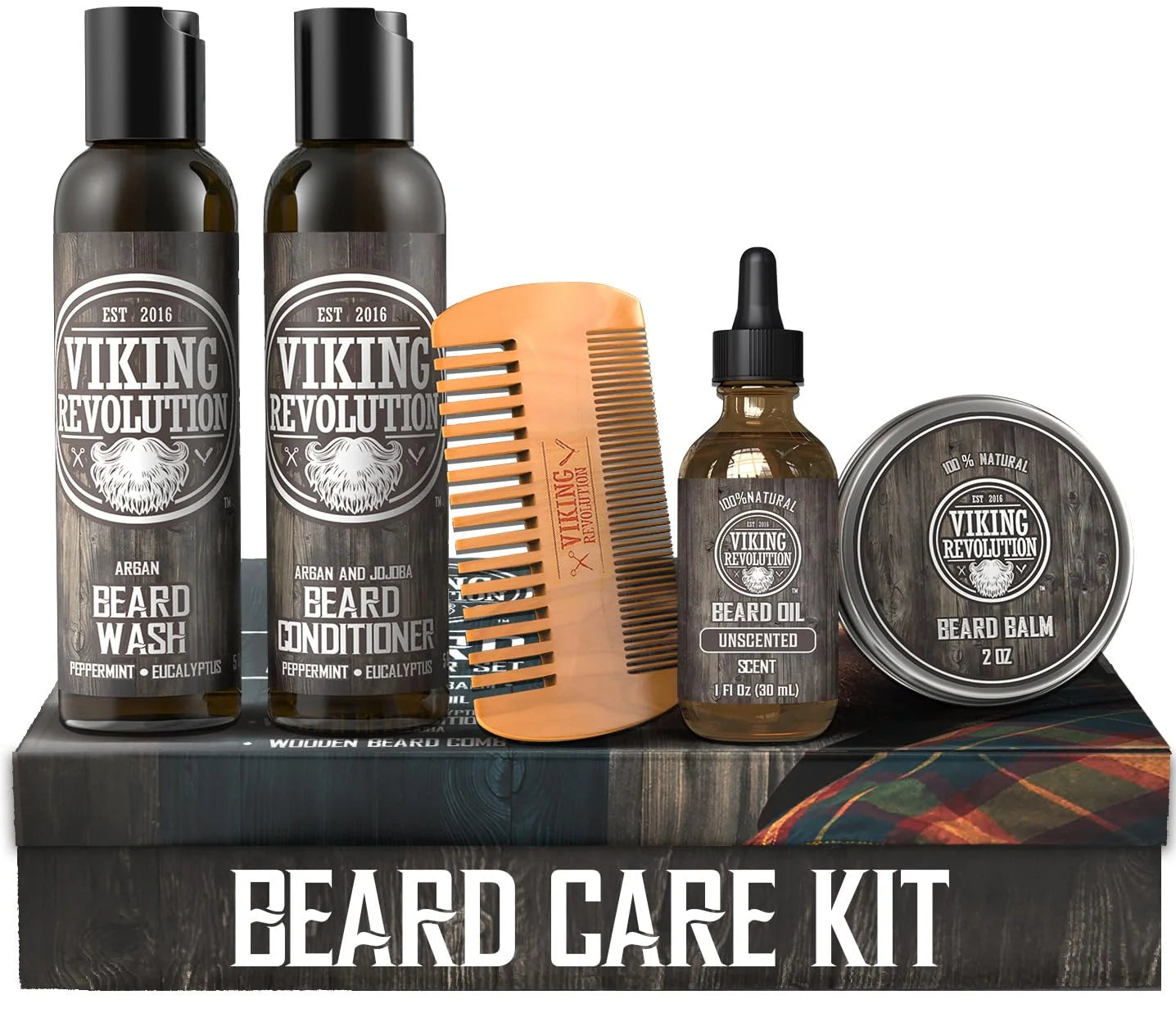 - Beard Care Kit with Beard Wash & Conditioner, Oil, Balm and Comb - Classic