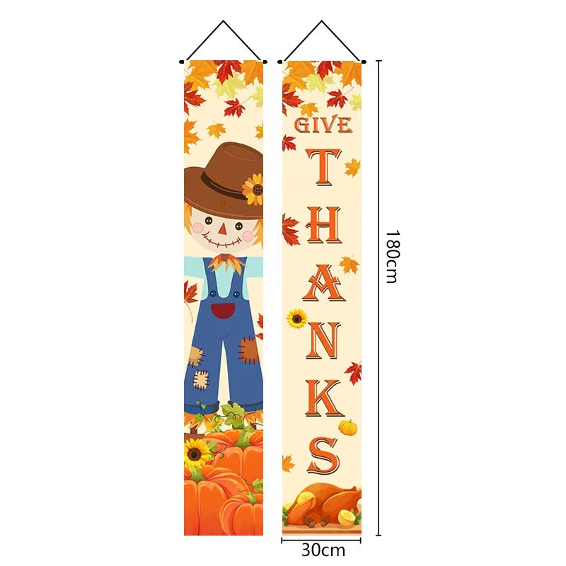 Thanksgiving Couplet Pumpkin Porch Hanging Banner Harvest Festival Party Decoration Thanksgiving Wall Door Hanging Banner