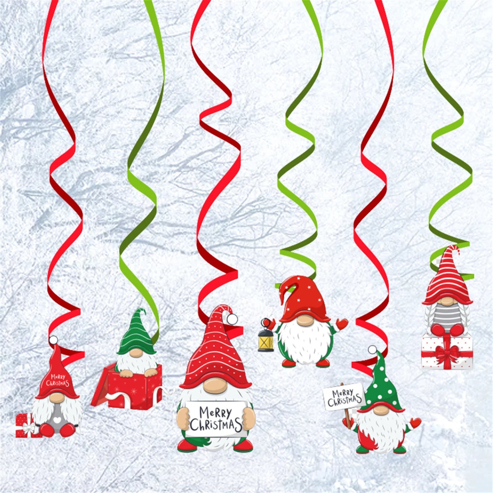 Christmas Hanging Swirl Decorations 6Pcs PET Ceiling Hanging Swirl Yard Party