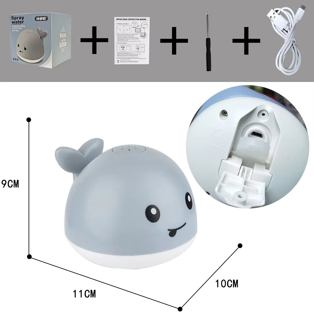 Kid'S Shower Charging with Lights and Water Spray Whale Toy Water Reaction Flash Baby Bathroom Toy Light Bath Toy as a Gift