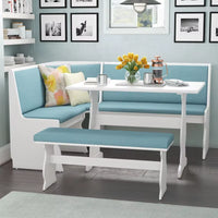 Patio Conversation Kitchen Breakfast Corner Nook Table Booth Bench Dining Set in Capri Blue Breakfast Nook Modern Style