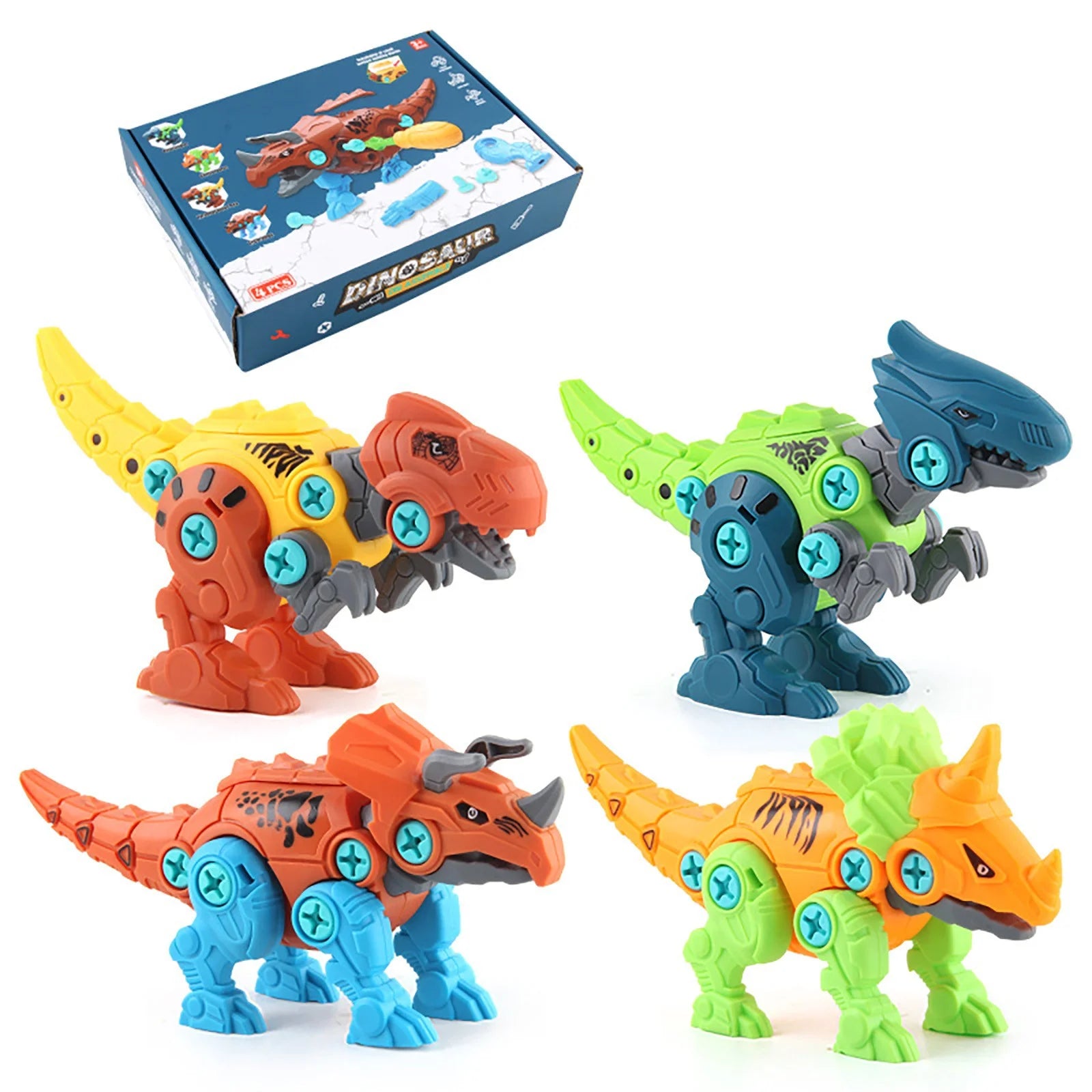 Take Apart Dinosaur Toys for Boys Building Play Kit with Screwdrivers DIY Construction Engineering Set and Learning for Kids 4 Dinosaurs Easter Christmas Birthday Gifts