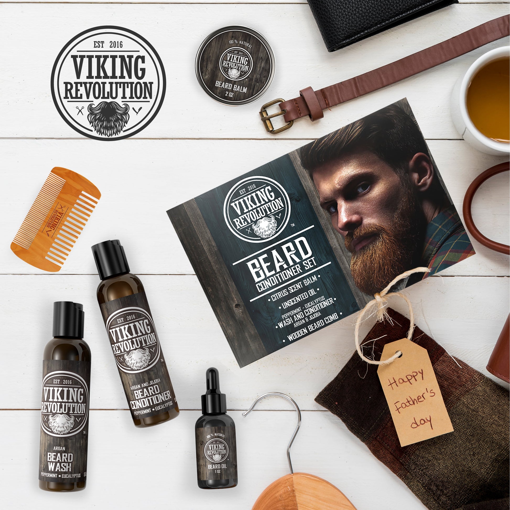 - Beard Care Kit with Beard Wash & Conditioner, Oil, Balm and Comb - Classic