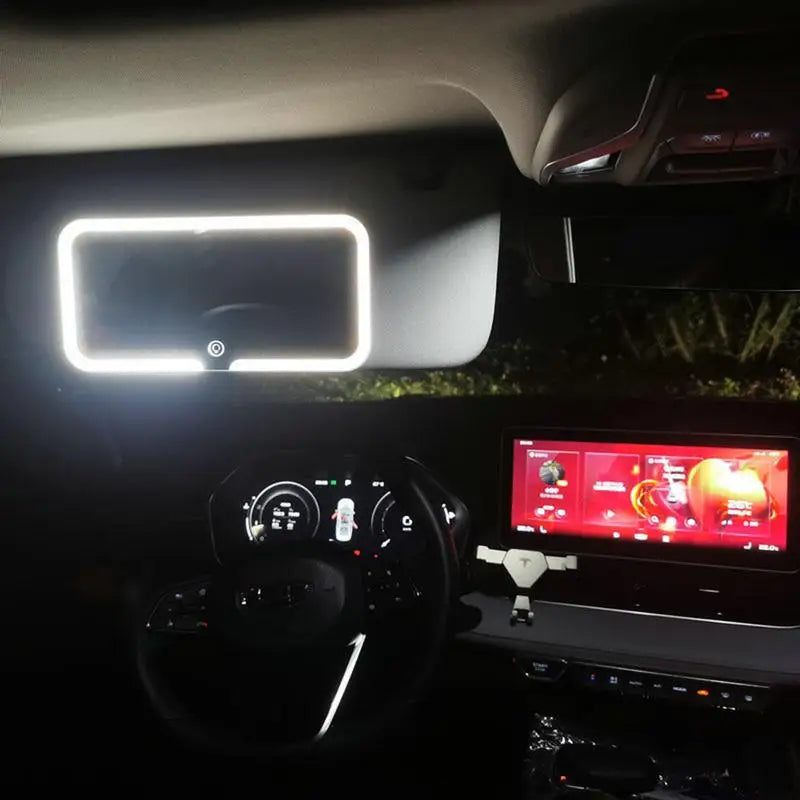 LED Light Mirror for Car Rechargeable LED Car Mirror Vanity for Sun Visor Three Modes Sun-Shading Cosmetic Mirror LED Car Visor