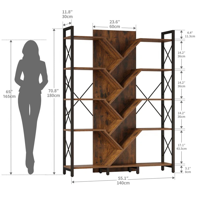 70" H X 55"W Display Shelves Wood Etagere Bookcase