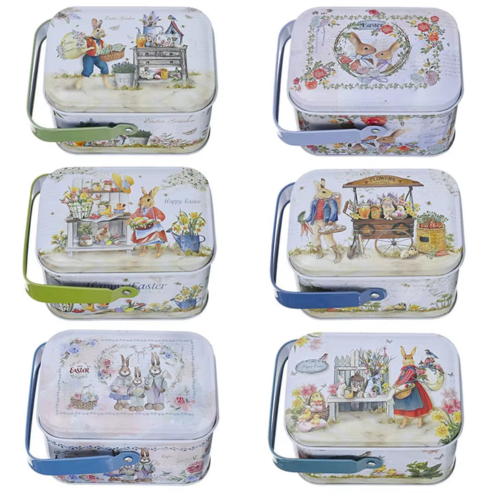 Easter Theme Decorative Tinplate Box Gift Packing Case Candy Tinplate Case Easter Day Accessories Candy Boxes