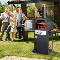 Outdoor Portable Propane Gas Pizza Oven with Wheels, Foldable Shelf, Handle